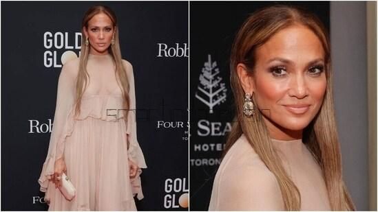 Jennifer Lopez wears Sabyasachi jewels, nude dress to Golden Globes party at TIFF, internet calls it bland. Pics